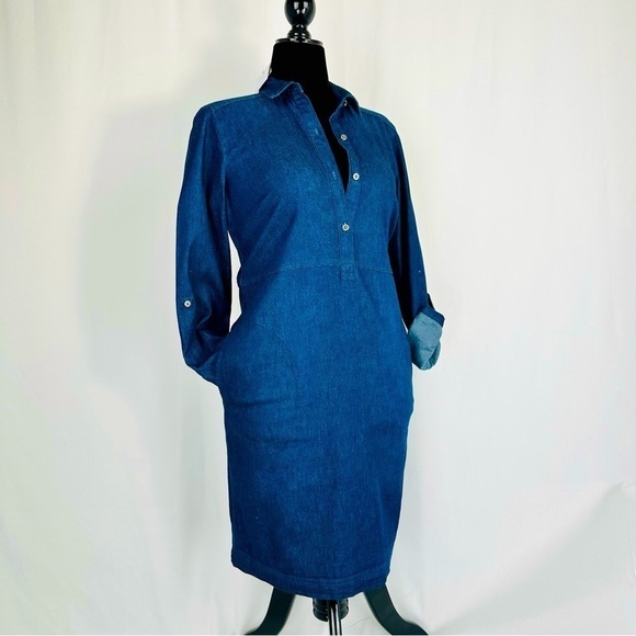 J. Jill Quartet Button 3/4 Sleeve Denim Shirt Dress w/Pockets  Size: XS - NWT - Picture 1 of 8